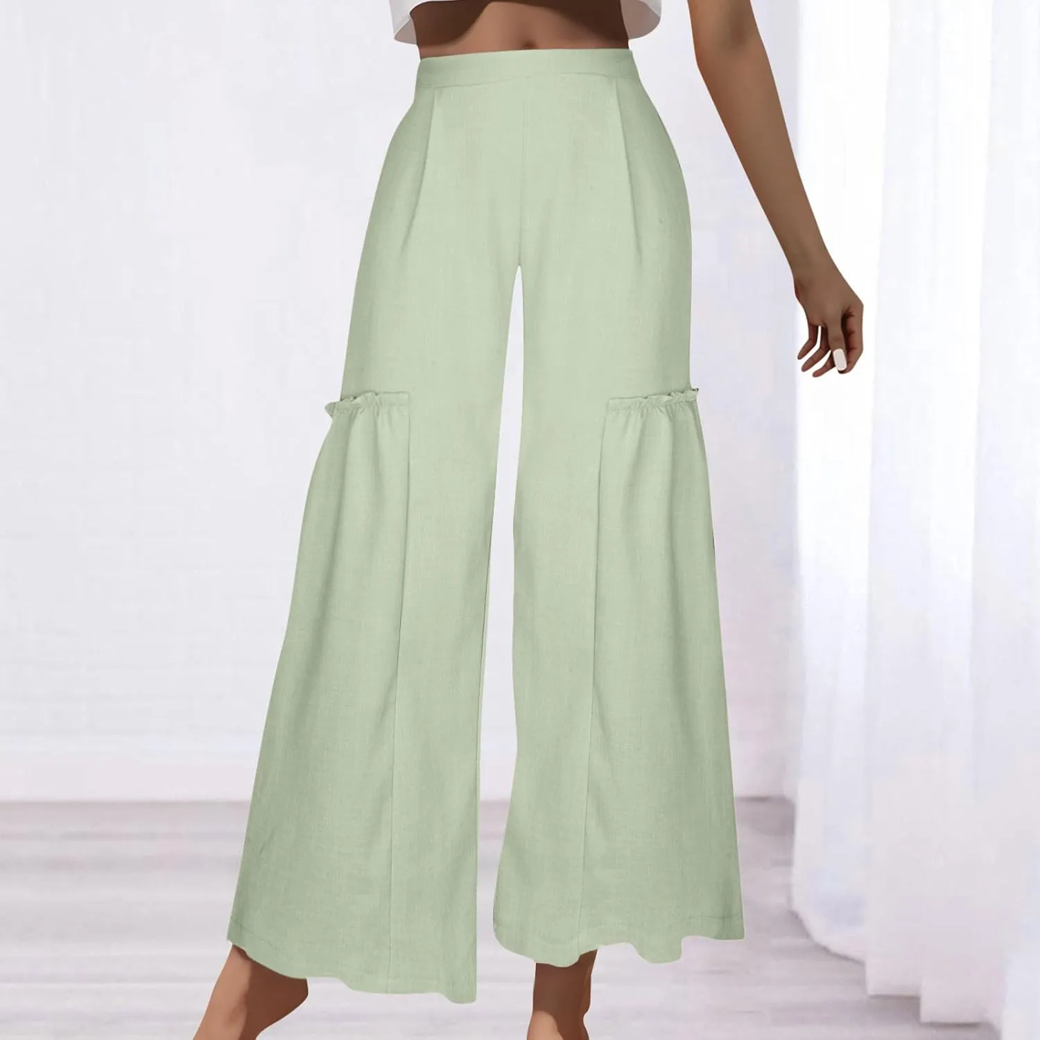 DASAYO Wide Leg Pants for Women Trendy High Waisted Palazzo Pants Dressy Casaul Flowy Trousers Spring Summer Fahsion 2025