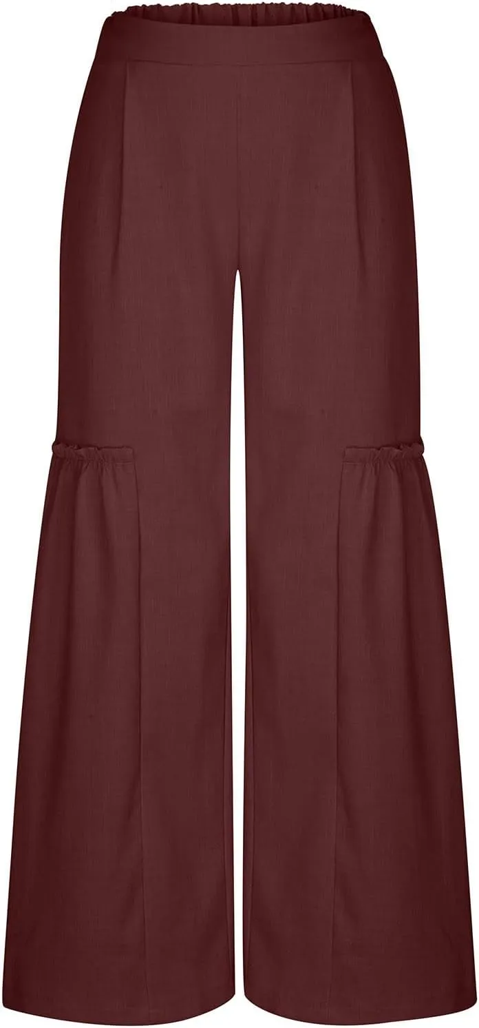 DASAYO Wide Leg Pants for Women Trendy High Waisted Palazzo Pants Dressy Casaul Flowy Trousers Spring Summer Fahsion 2025