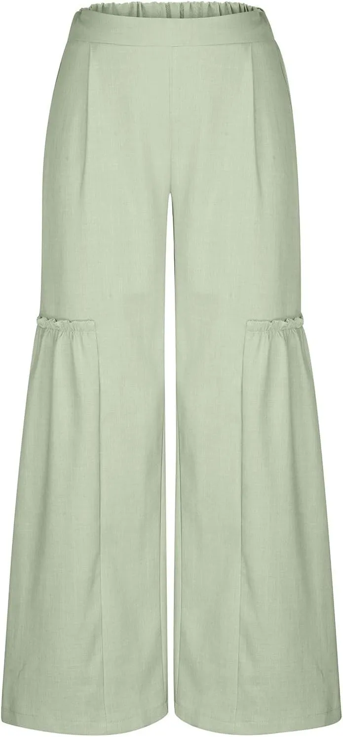 DASAYO Wide Leg Pants for Women Trendy High Waisted Palazzo Pants Dressy Casaul Flowy Trousers Spring Summer Fahsion 2025