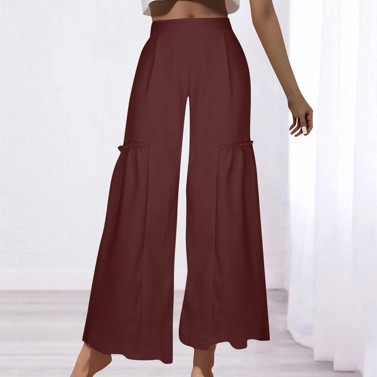 DASAYO Wide Leg Pants for Women Trendy High Waisted Palazzo Pants Dressy Casaul Flowy Trousers Spring Summer Fahsion 2025