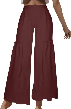 DASAYO Wide Leg Pants for Women Trendy High Waisted Palazzo Pants Dressy Casaul Flowy Trousers Spring Summer Fahsion 2025