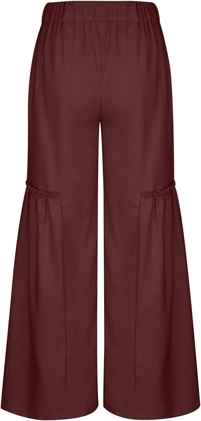 DASAYO Wide Leg Pants for Women Trendy High Waisted Palazzo Pants Dressy Casaul Flowy Trousers Spring Summer Fahsion 2025
