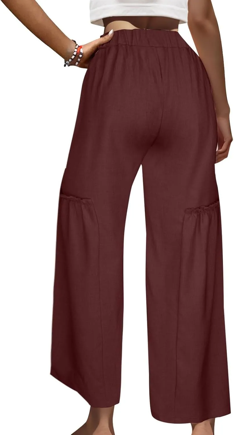 DASAYO Wide Leg Pants for Women Trendy High Waisted Palazzo Pants Dressy Casaul Flowy Trousers Spring Summer Fahsion 2025
