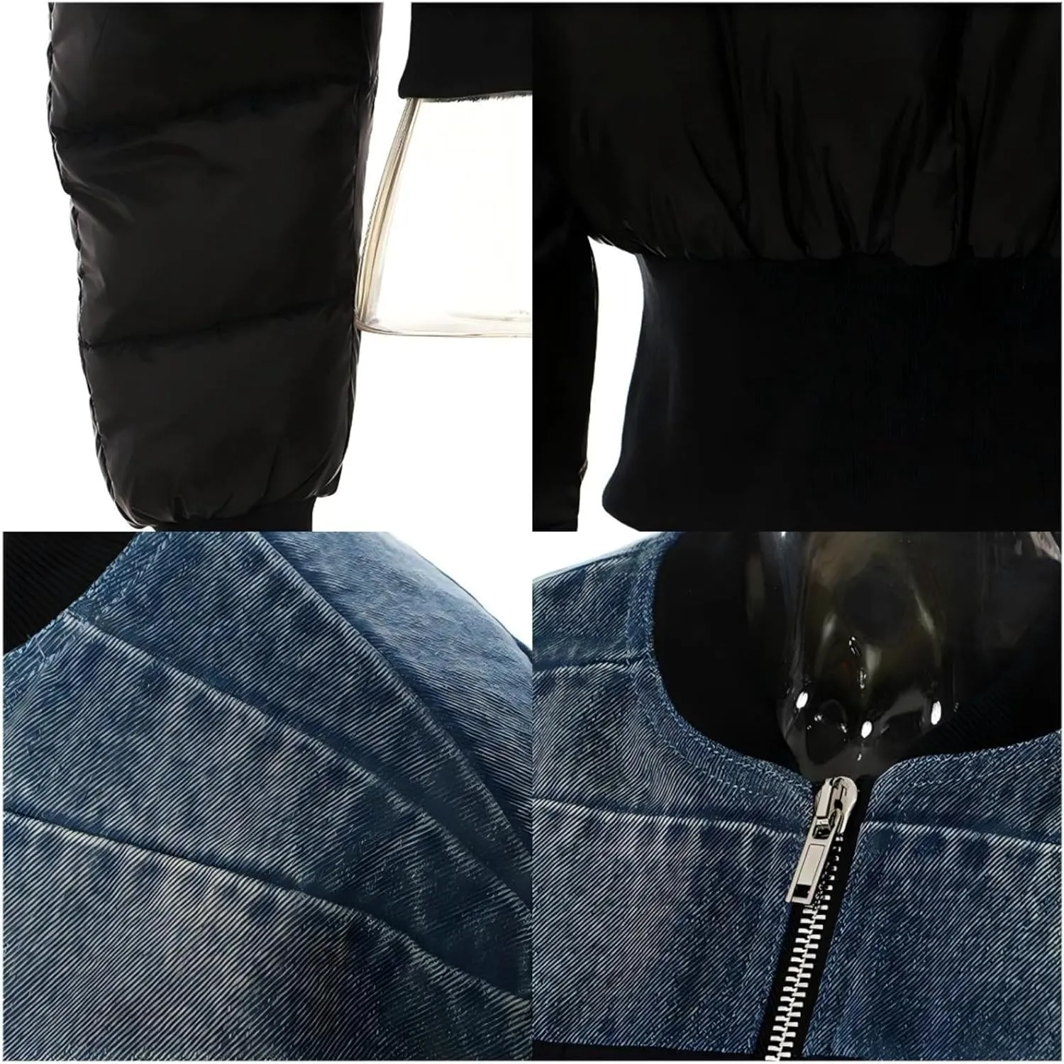Dawery Blue Denim Short Casual Cotton-padded Coat Stand Collar Long Sleeve Women Parkas Autumn Winter