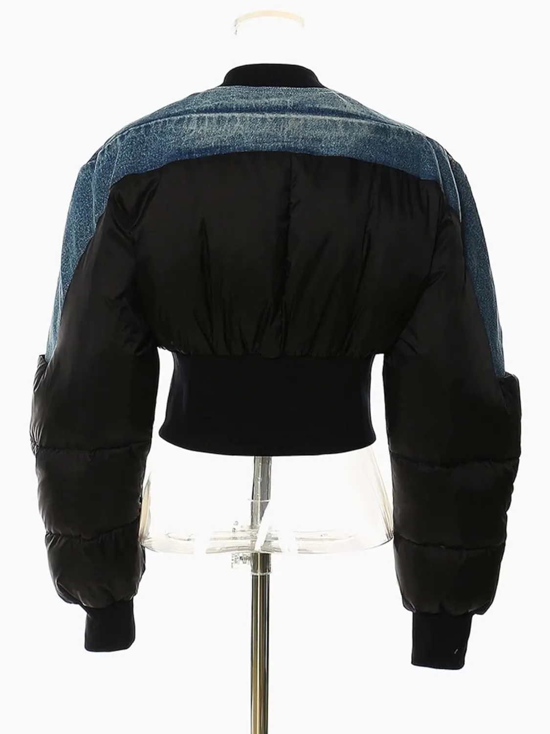 Dawery Blue Denim Short Casual Cotton-padded Coat Stand Collar Long Sleeve Women Parkas Autumn Winter