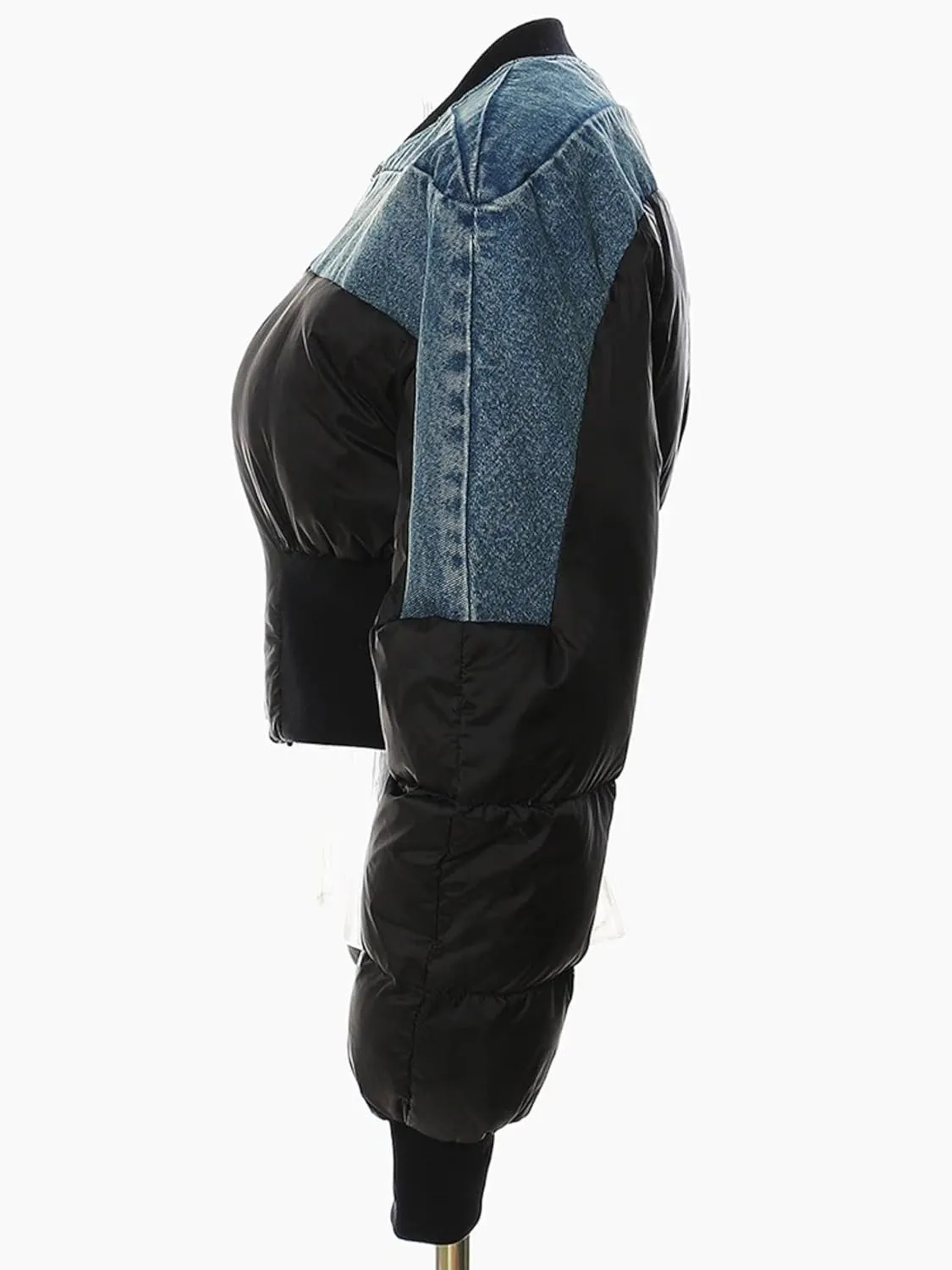 Dawery Blue Denim Short Casual Cotton-padded Coat Stand Collar Long Sleeve Women Parkas Autumn Winter