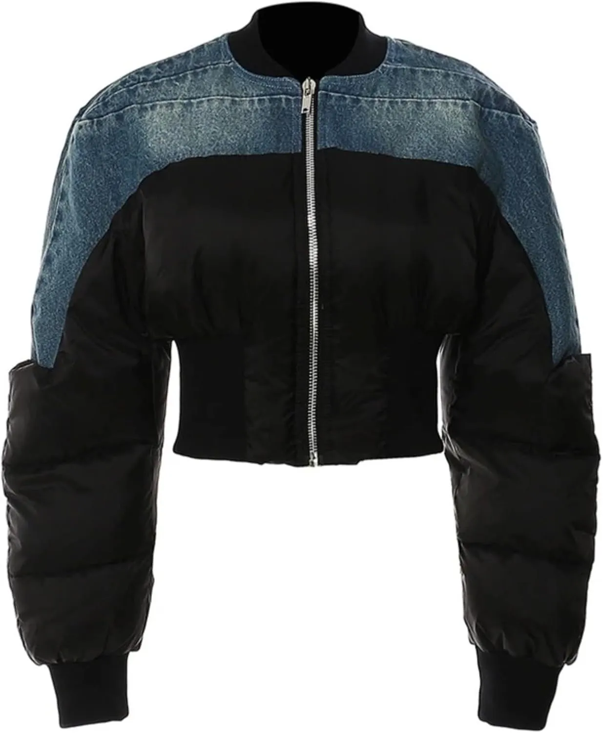 Dawery Blue Denim Short Casual Cotton-padded Coat Stand Collar Long Sleeve Women Parkas Autumn Winter