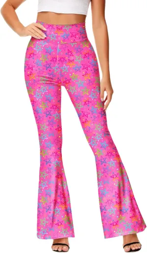 Deerose Women's High Waist Stretch Bell Bottom Slim-Fit Flare Leg Hippie Pants