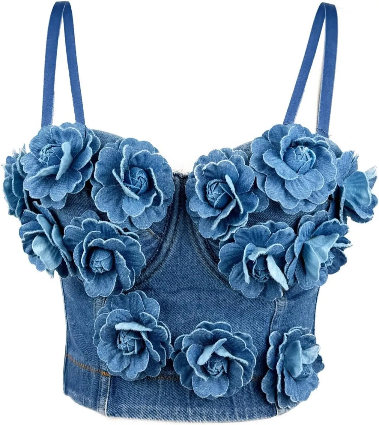 Denim Beaded Rhinestone Diamond Corset Top for Women Sexy Glitter Shapewear Camisole Party Club Rave Festival Clothing