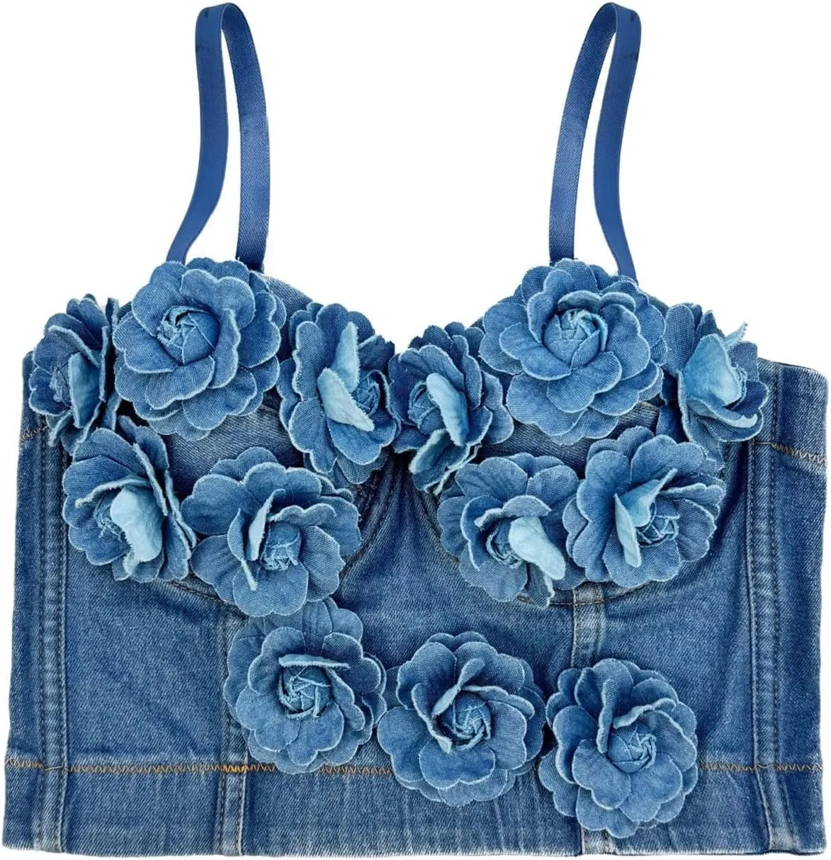 Denim Beaded Rhinestone Diamond Corset Top for Women Sexy Glitter Shapewear Camisole Party Club Rave Festival Clothing