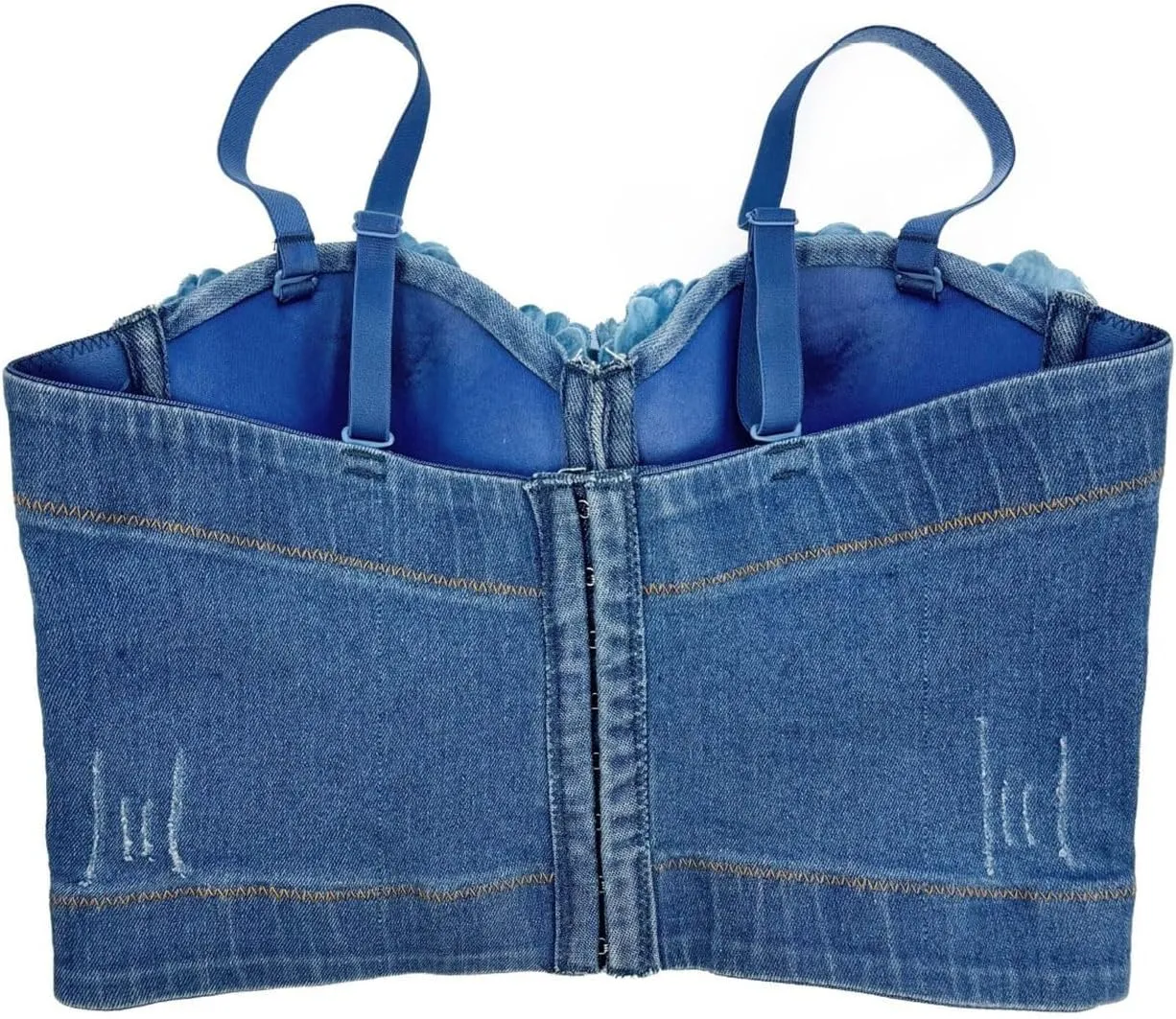 Denim Beaded Rhinestone Diamond Corset Top for Women Sexy Glitter Shapewear Camisole Party Club Rave Festival Clothing