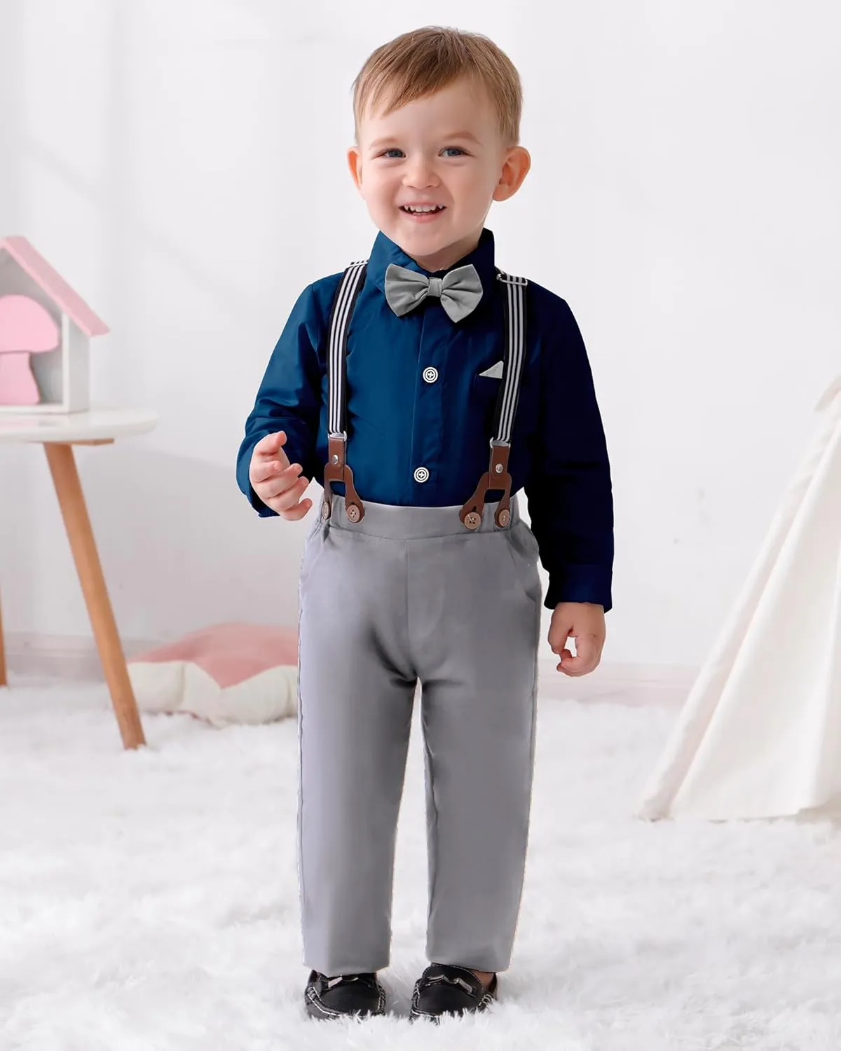 DISAUR Baby Boy Clothes Suits Toddler Dress Shirt With Bowtie Suspender Pants Outfit Sets Gentleman Wedding 1-6 Years