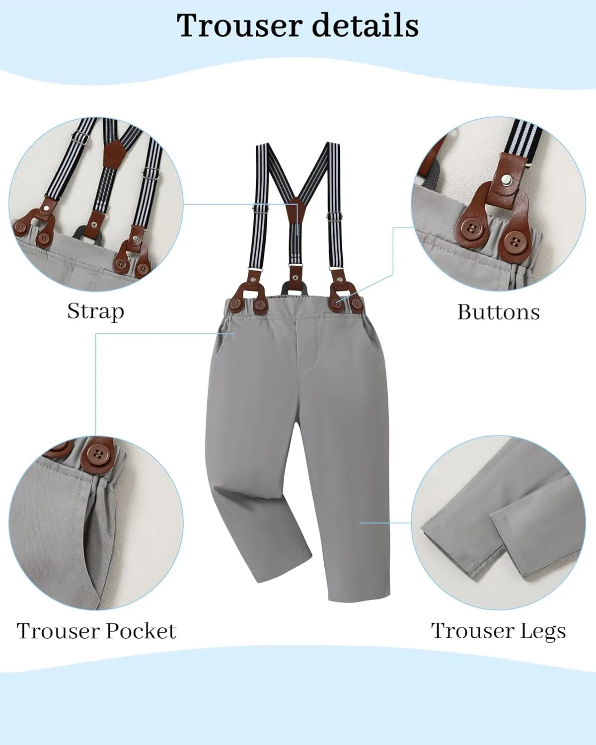 DISAUR Baby Boy Clothes Suits Toddler Dress Shirt With Bowtie Suspender Pants Outfit Sets Gentleman Wedding 1-6 Years