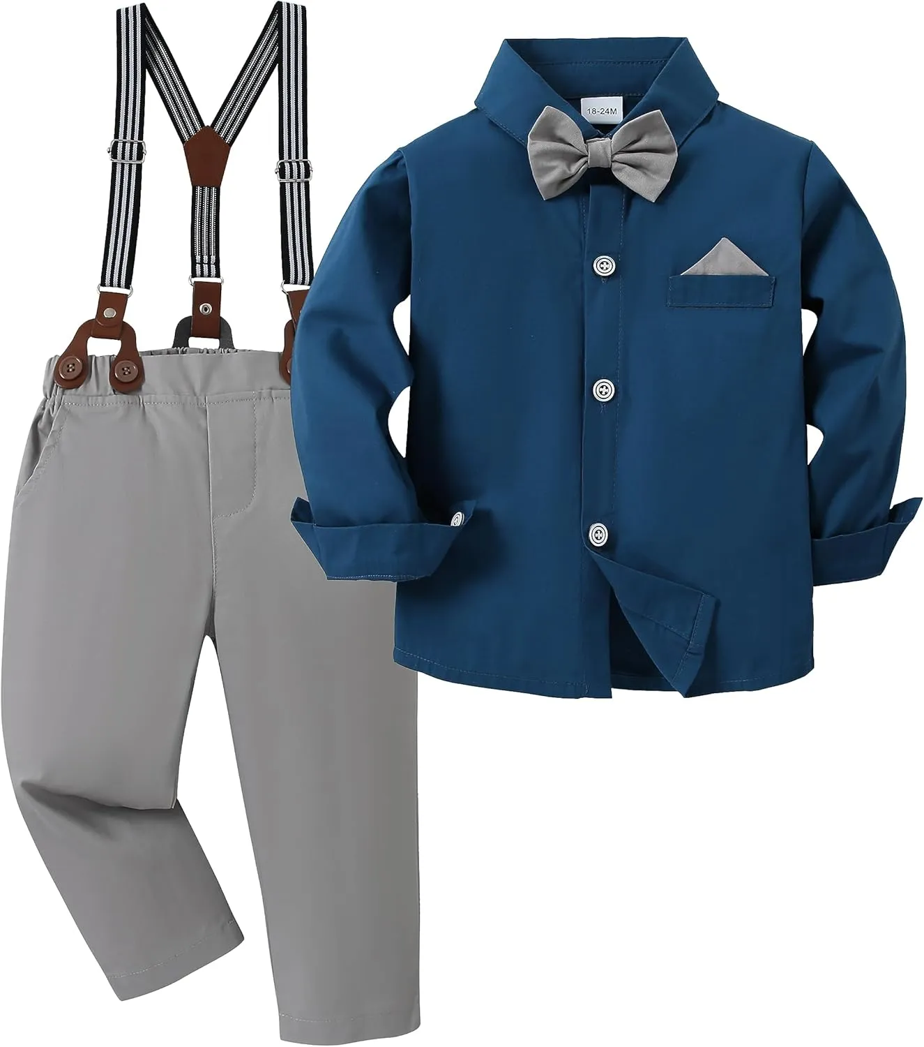DISAUR Baby Boy Clothes Suits Toddler Dress Shirt With Bowtie Suspender Pants Outfit Sets Gentleman Wedding 1-6 Years
