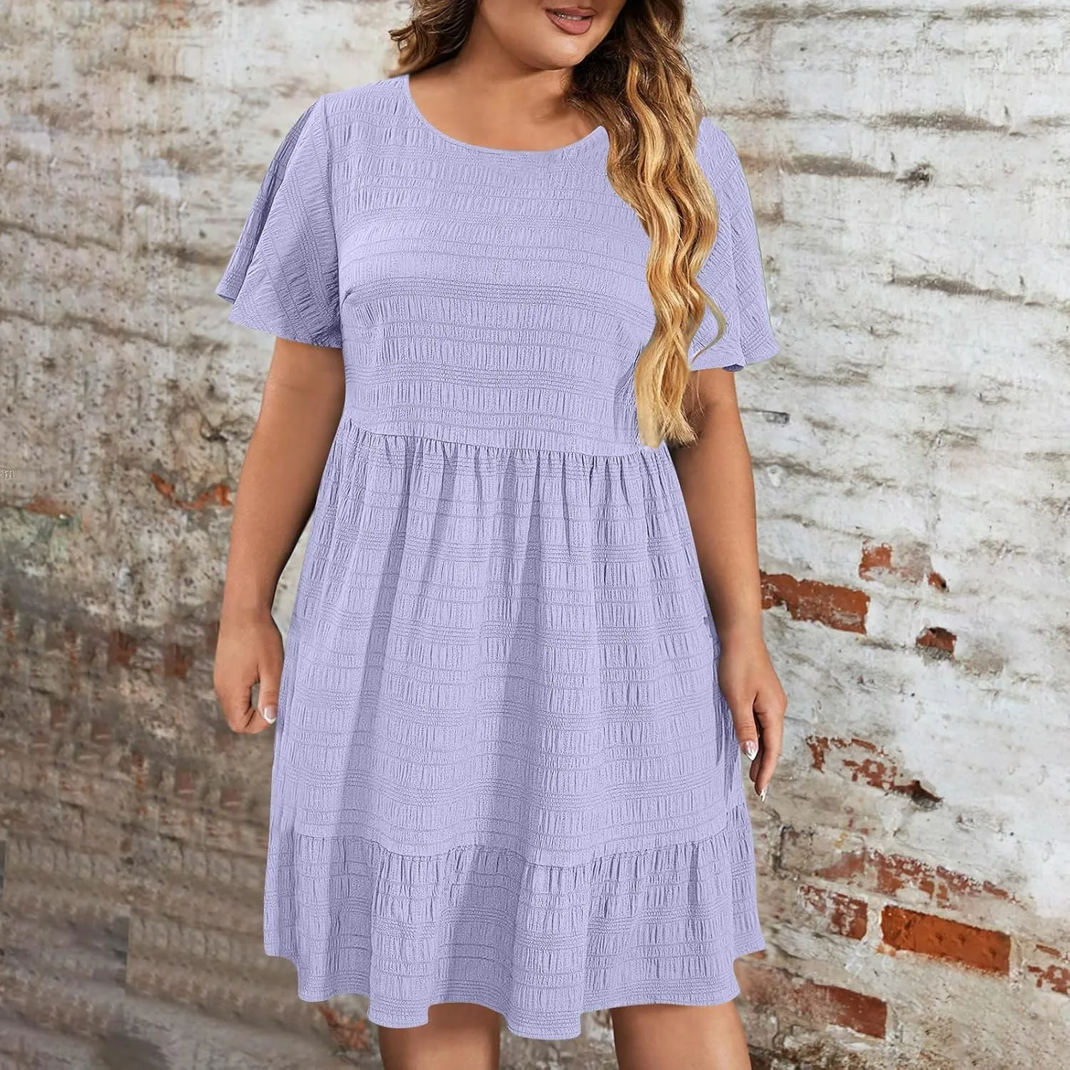 Dresses for Women 2025 Trendy Summer Beach Plus Size Midi Dresses for Curvy Women Short Sleeve Vacation Dress