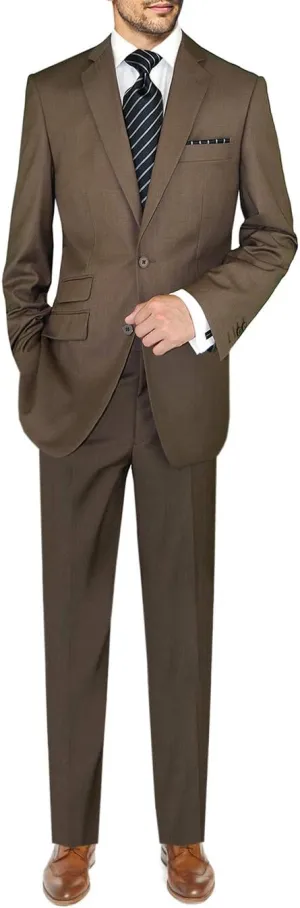 DTI BB Signature Italian Men's Two Button 2 Piece Wool Suit Ticket Pocket Jacket
