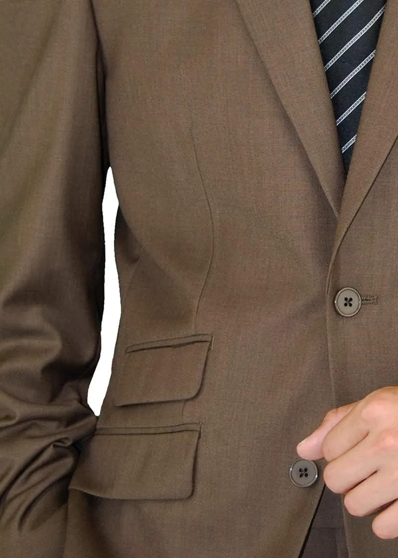 DTI BB Signature Italian Men's Two Button 2 Piece Wool Suit Ticket Pocket Jacket