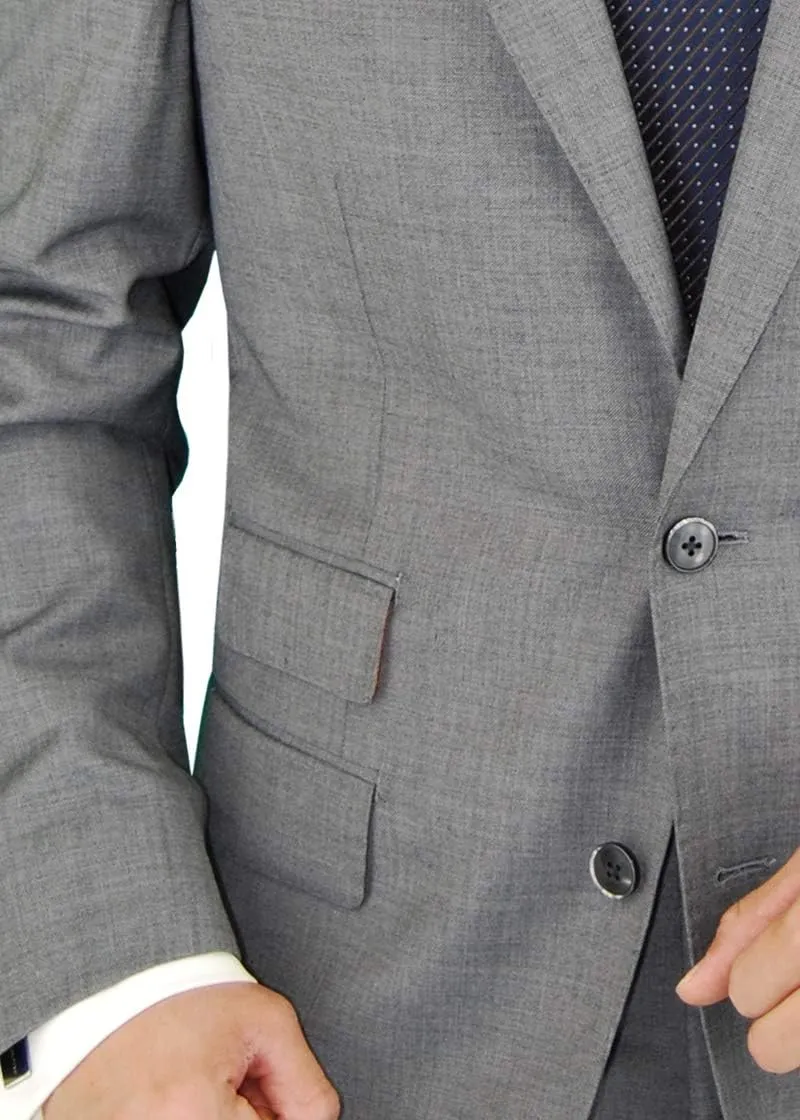 DTI BB Signature Italian Men's Two Button 2 Piece Wool Suit Ticket Pocket Jacket