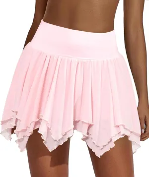 ECHOINE Women's Athletic Tennis Skirt Mesh Workout Golf Pleated Skorts with Shorts High Waisted Y2K Streetwear