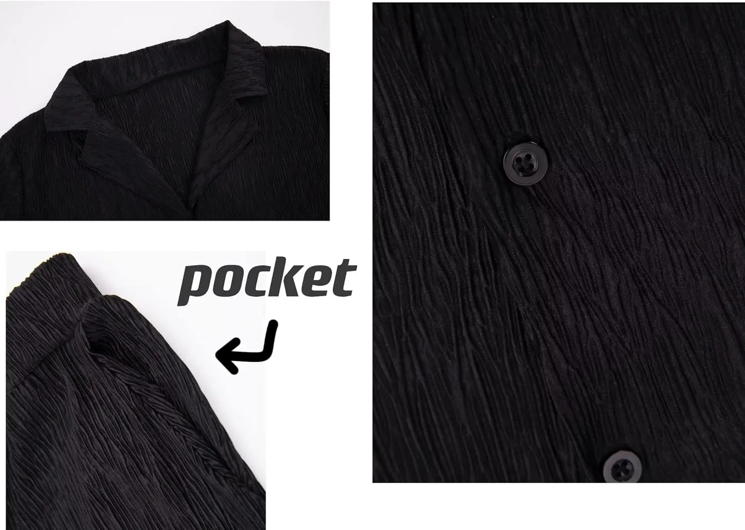 Ekaliy Women's 2 Piece Casual Pleated Outfits Short Sleeve Button Down Shirt High Waist Wide Leg Trouser Sets Suit