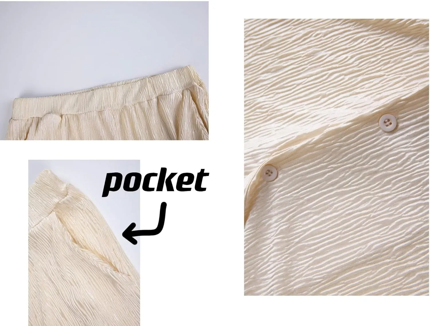 Ekaliy Women's 2 Piece Casual Pleated Outfits Short Sleeve Button Down Shirt High Waist Wide Leg Trouser Sets Suit