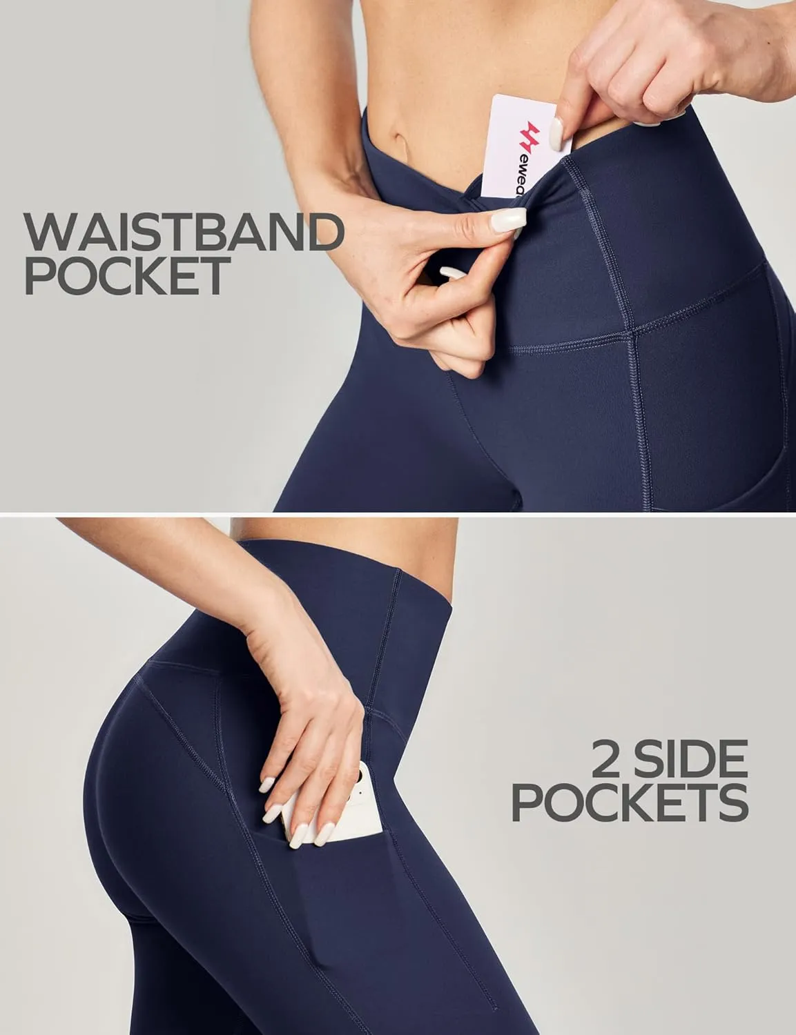 Ewedoos Knee Length Leggings with Pockets Capri Pants for Women High Waist Yoga Pants for Casual Summer Yoga Workout