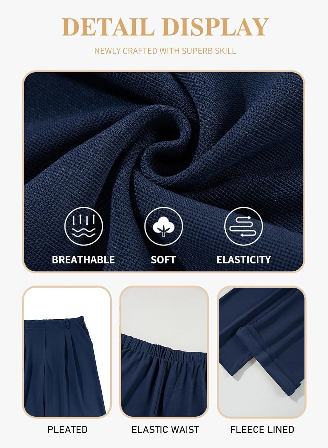 Eytino Womens Plus Size Wide Leg Dress Pants Elastic High Waisted Casual Waffle Palazzo Pants Trousers with Pockets(1X-5X)