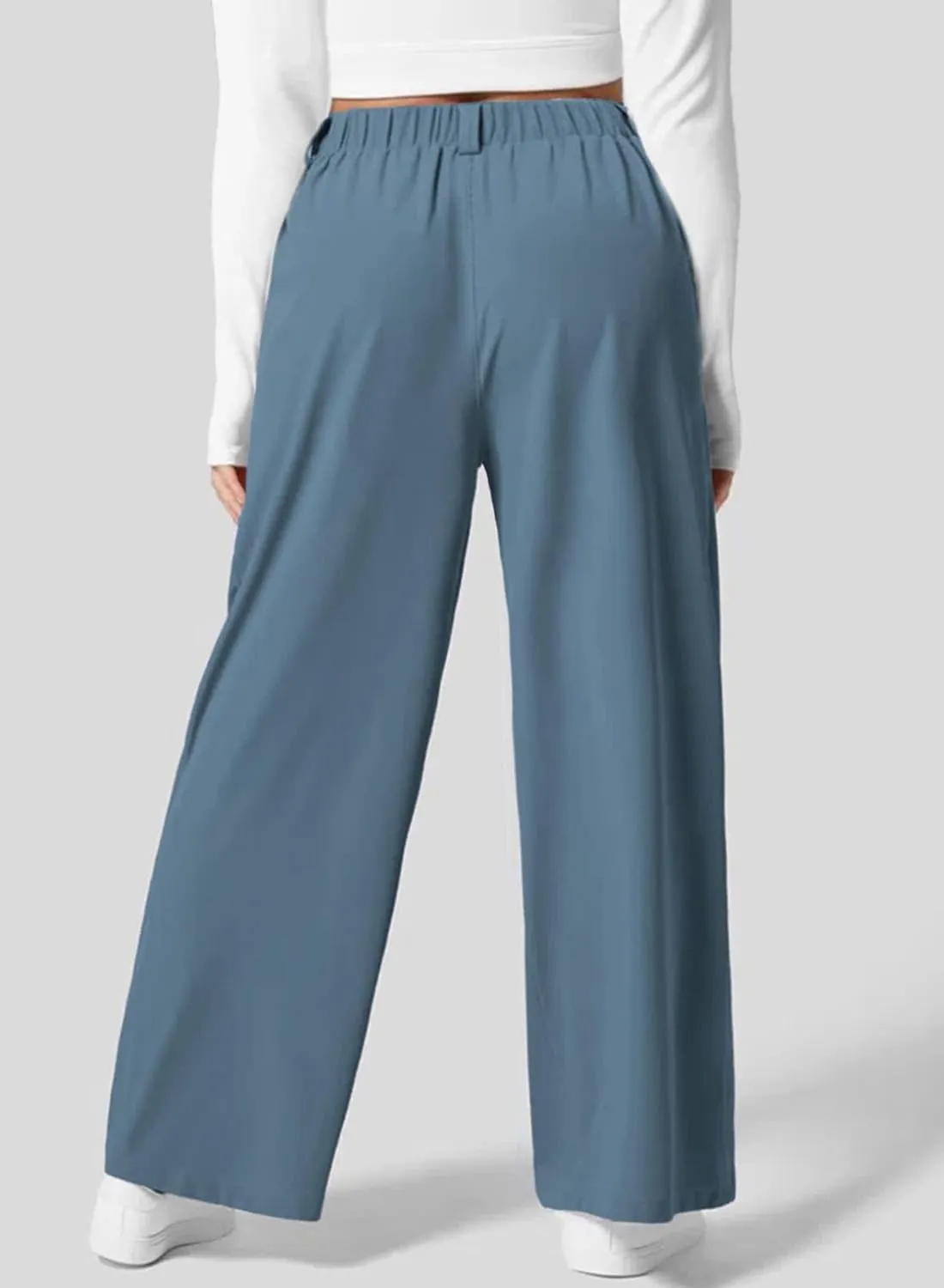 Eytino Womens Plus Size Wide Leg Dress Pants Elastic High Waisted Casual Waffle Palazzo Pants Trousers with Pockets(1X-5X)