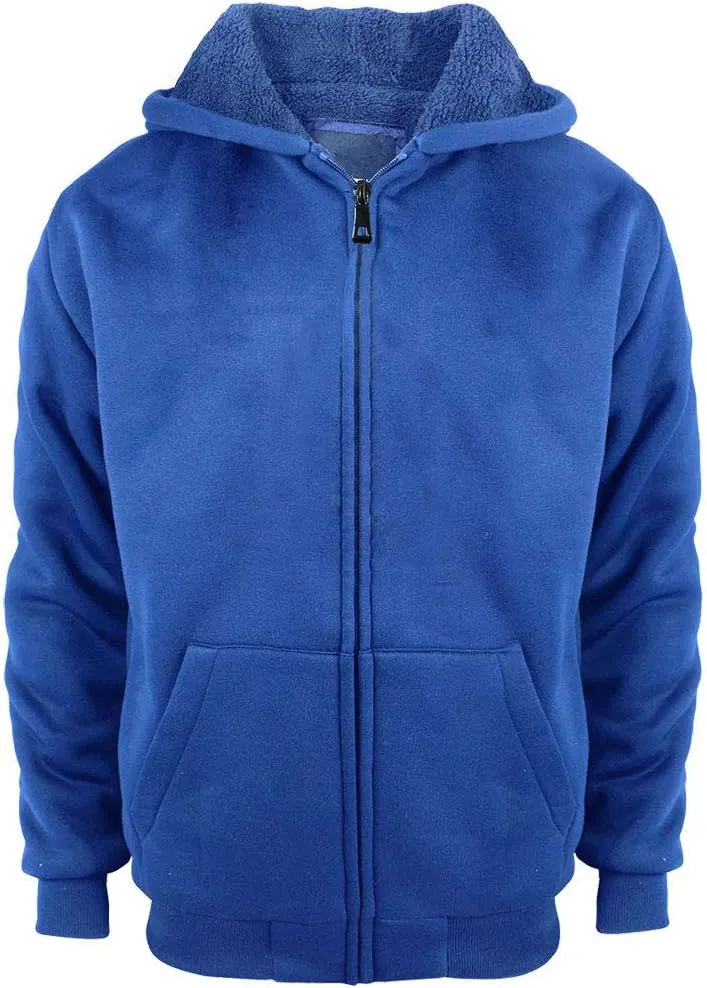 Facitisu Boys Fleece Hoodies Youth Sherpa Lined Full Zip Hooded Jacket Child Athletic Winter Warm Sweatshirts