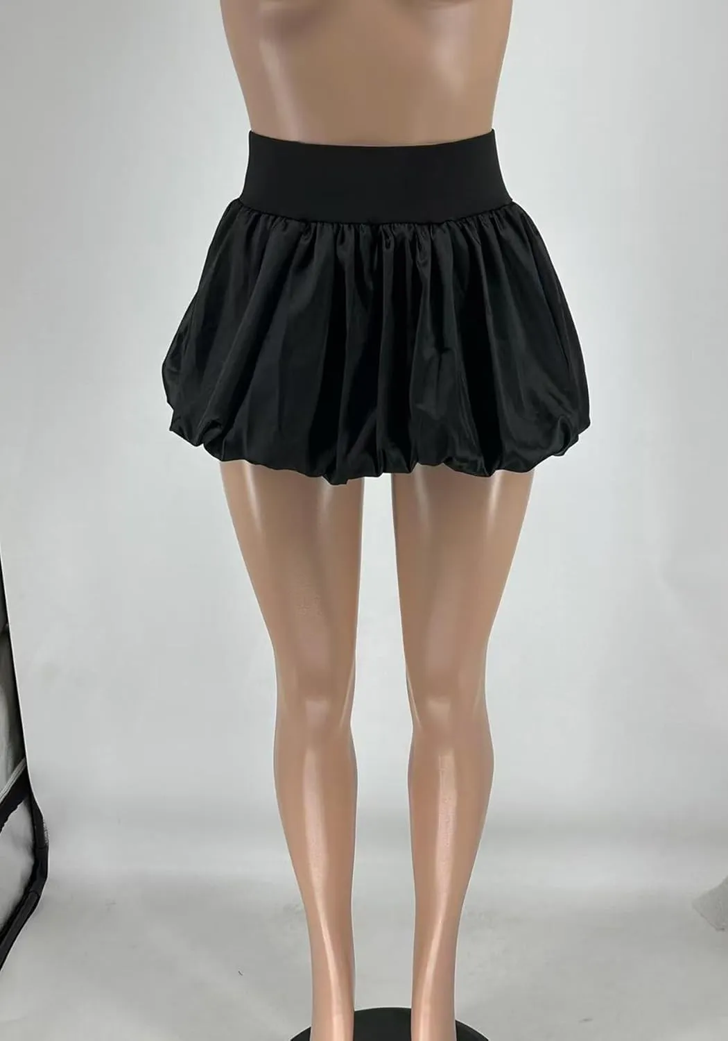 Famnbro Womens Satin Bubble Skirt Y2k Puffy Pleated Ruffle Elastic Waist Cute Summer Mini Skirts
