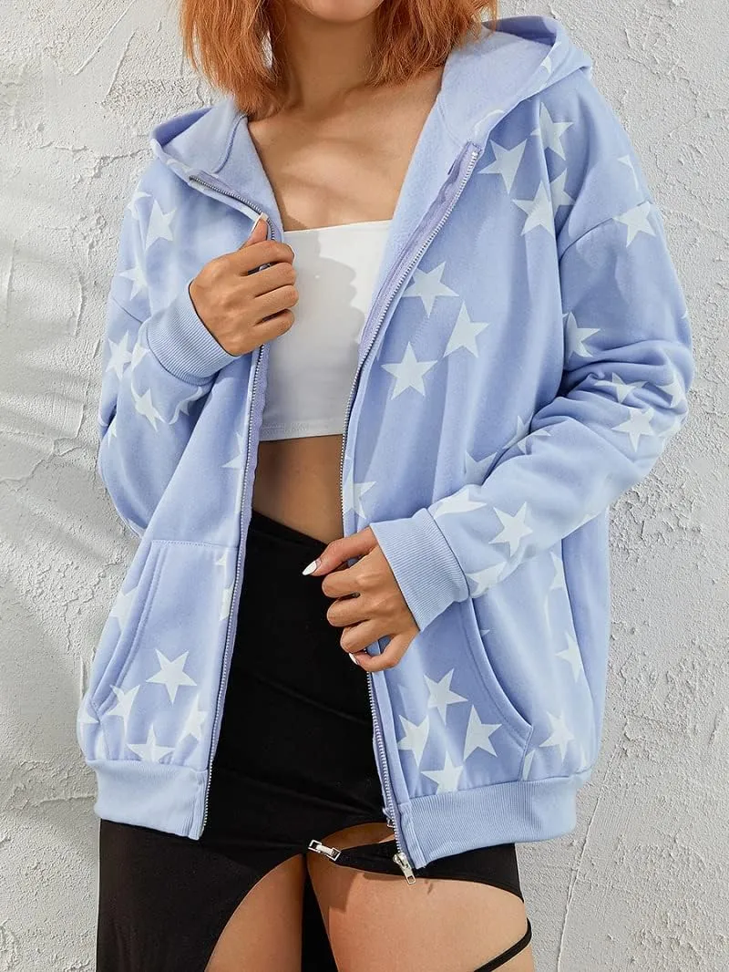 Faretumiya Women Men Rhinestone Hoodie Y2k Graphic Zip Up Unisex Sweatshirt Sparekly Oversized Pullover Jacket Streetwear