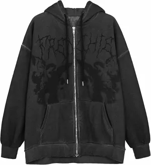 Faretumiya Women Men Rhinestone Hoodie Y2k Graphic Zip Up Unisex Sweatshirt Sparekly Oversized Pullover Jacket Streetwear