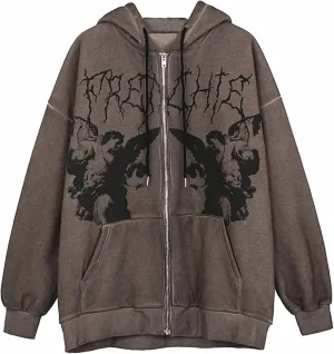 Faretumiya Women Men Rhinestone Hoodie Y2k Graphic Zip Up Unisex Sweatshirt Sparekly Oversized Pullover Jacket Streetwear