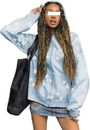 Faretumiya Women Men Rhinestone Hoodie Y2k Graphic Zip Up Unisex Sweatshirt Sparekly Oversized Pullover Jacket Streetwear