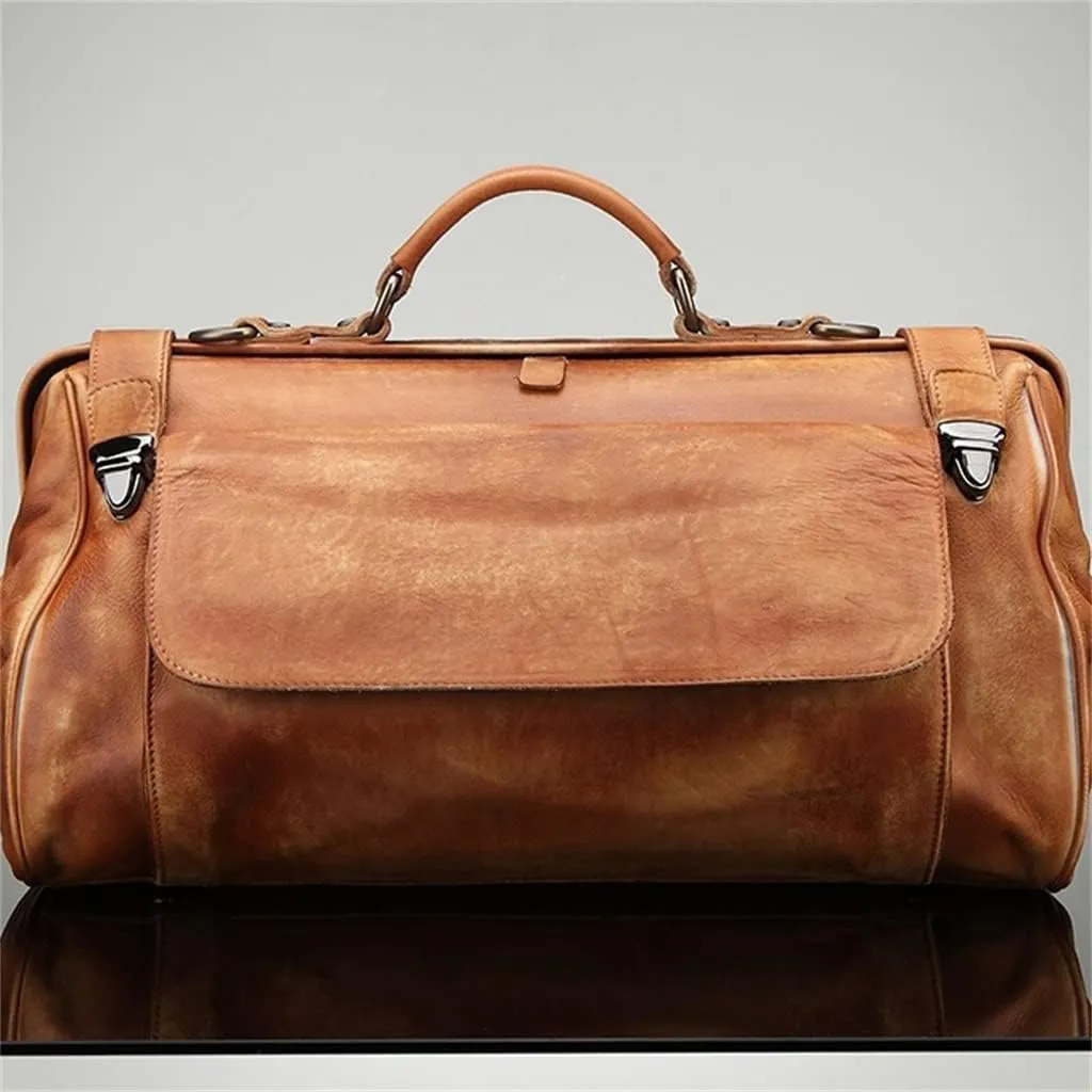 Fashion Genuine Leather Travel Bag Luggage Duffle Bag Leather Men Weekend Bag Carry On Tote Handbag