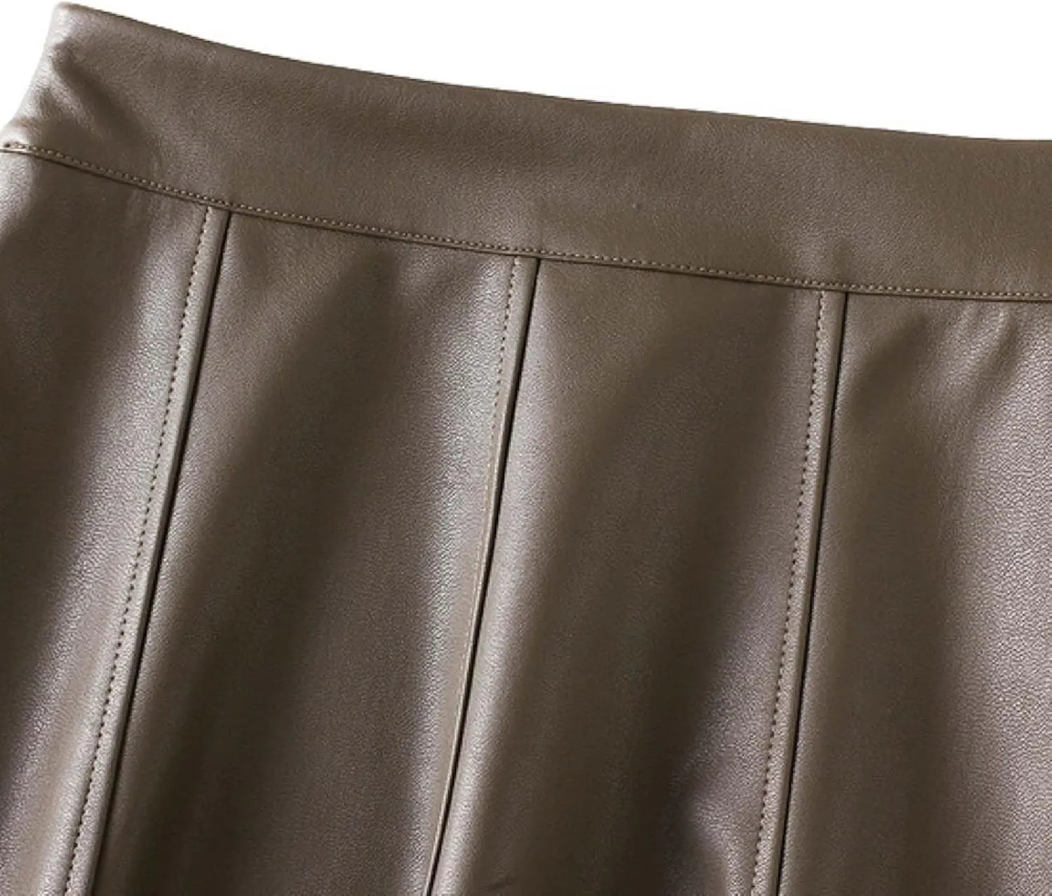 Fashion Skirts for Women 2024 Trendy Leather Skirt Women's High Waist Slimming Wide Swing Umbrella Skirt