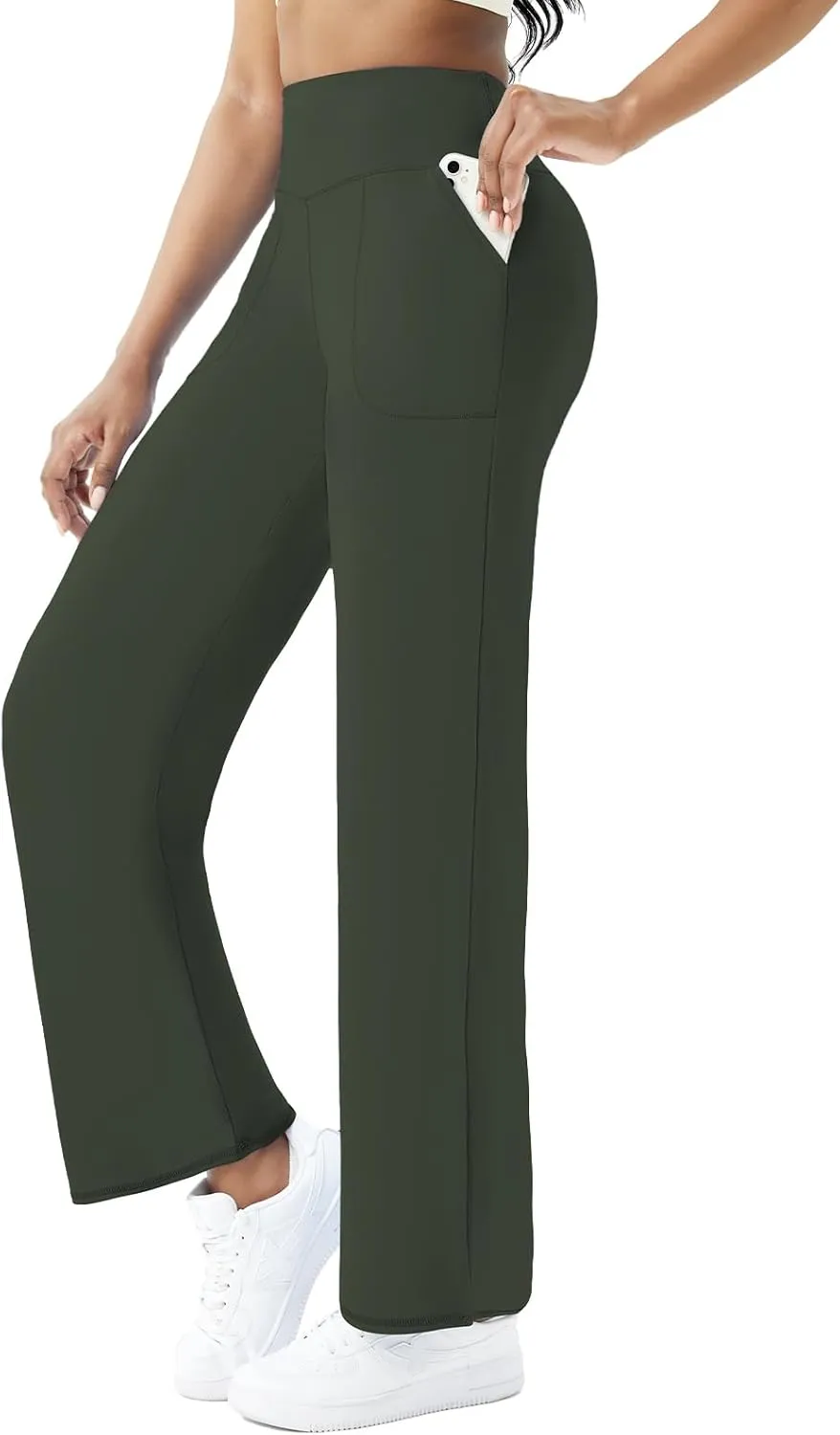 FireSwan Wide Leg Yoga Pants Women Stretch Dress Lounge Pants with Pockets High Waisted Loose Casual Trousers
