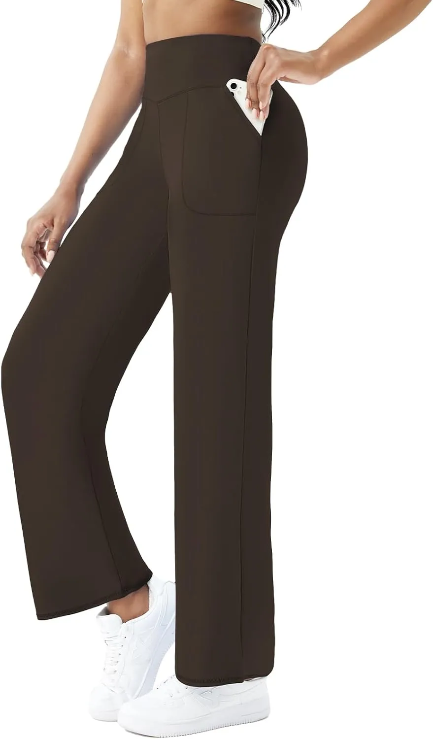 FireSwan Wide Leg Yoga Pants Women Stretch Dress Lounge Pants with Pockets High Waisted Loose Casual Trousers