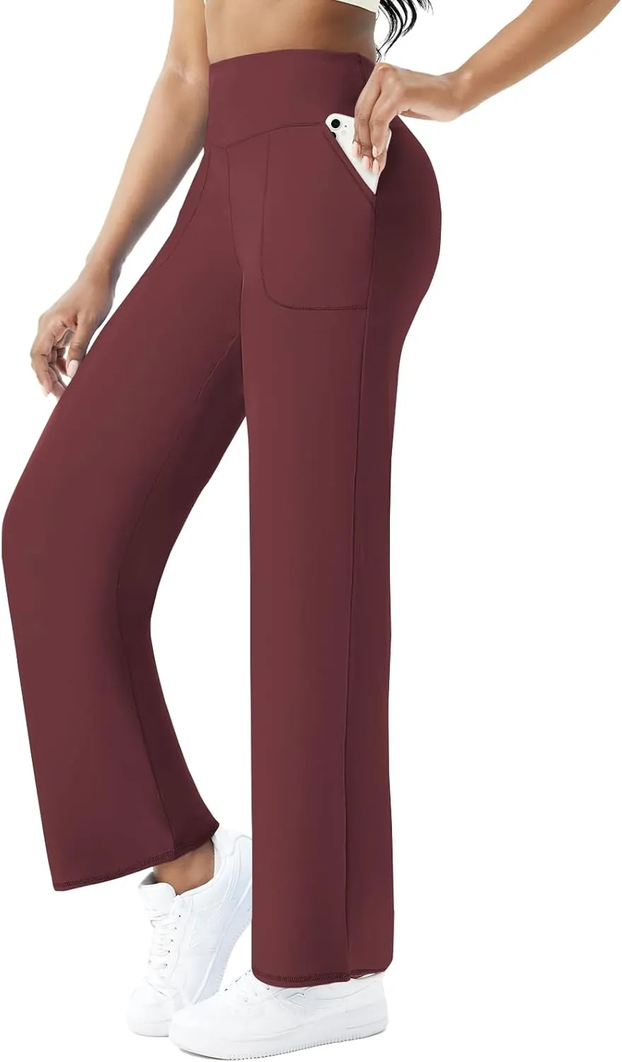 FireSwan Wide Leg Yoga Pants Women Stretch Dress Lounge Pants with Pockets High Waisted Loose Casual Trousers