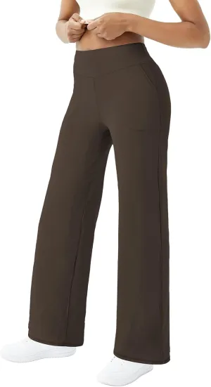 FireSwan Wide Leg Yoga Pants Women Stretch Dress Lounge Pants with Pockets High Waisted Loose Casual Trousers
