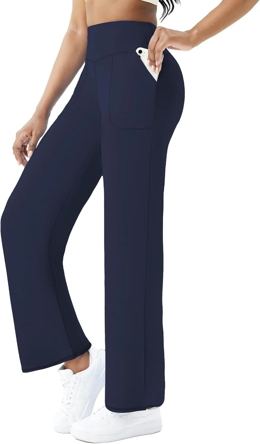 FireSwan Wide Leg Yoga Pants Women Stretch Dress Lounge Pants with Pockets High Waisted Loose Casual Trousers