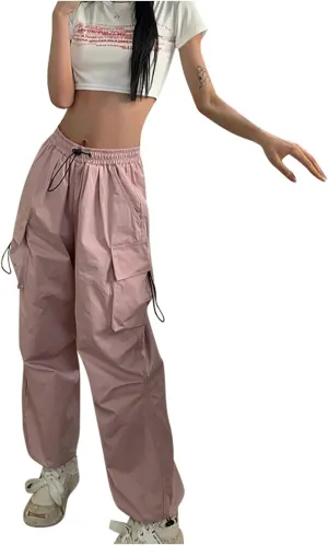 Firzero Cargo Pants for Women Wide Leg Parachute Sweatpants High Waisted Flowy Baggy Trousers 2024 Summer Trendy Y2k Pants