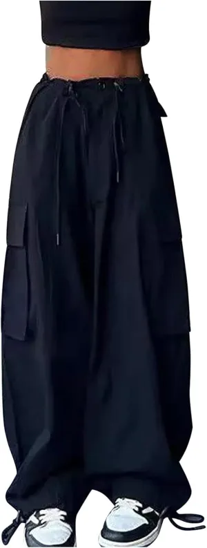 Firzero Cargo Pants for Women Wide Leg Parachute Sweatpants High Waisted Flowy Baggy Trousers 2024 Summer Trendy Y2k Pants