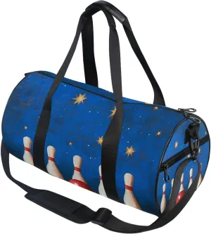 Five Bowling Pins and Bowling Ball Gym Duffle Bag Women Men Sports Fitness Bag for Travel Workout Gymnastics Dance Ballet