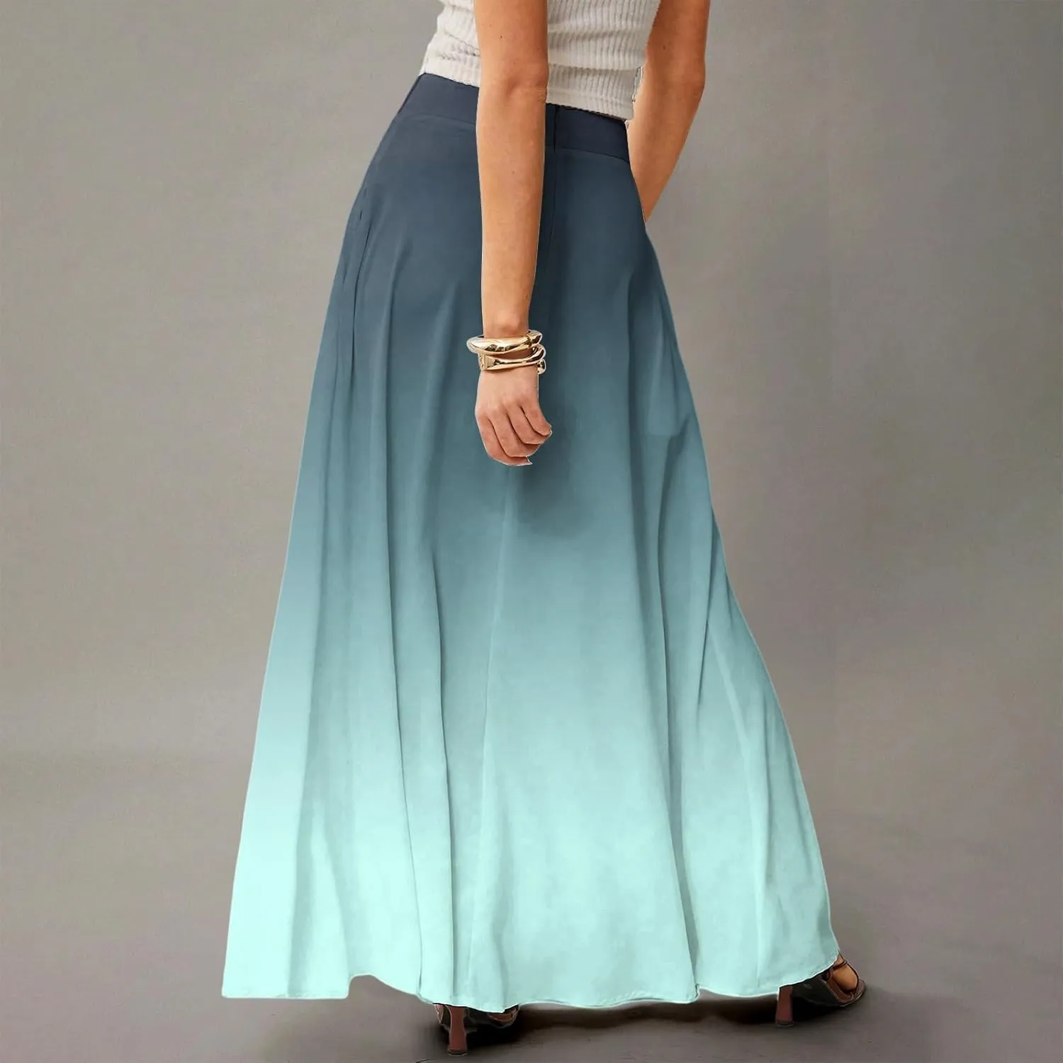 Floral Maxi Skirts for Women Trendy Summer Casual Flowy High Waisted Plus Size Long Boho Work Skirt with Pockets