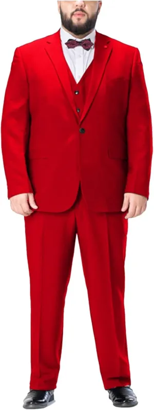 Formal Men's 3 Piece Business Suit Big and Tall Notch Lapel 2 Button Blazer Jacket Vest Pants