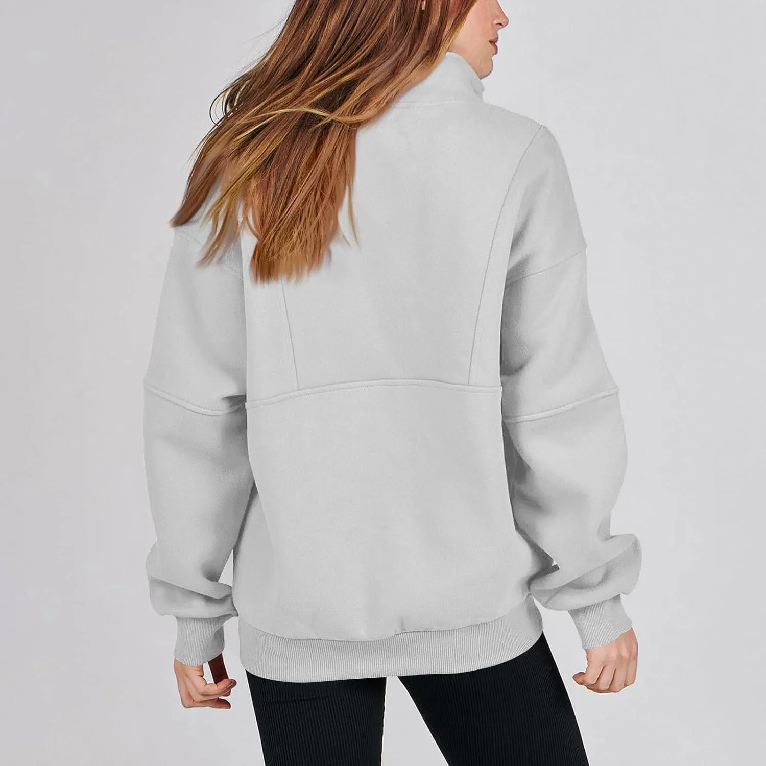 Funnel Neck Half Zip Sweatshirt Women Oversized Thumb Hole Fleece Pullover Lightweight Y2k Zip Up Comfy Hoodie