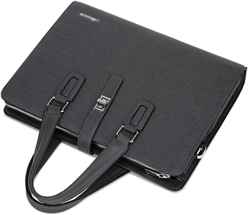 Genuine Leather Handbag Cross Section Business Briefcase Shoulder Crossbody Bag Fashion Computer Men's Bag(E)