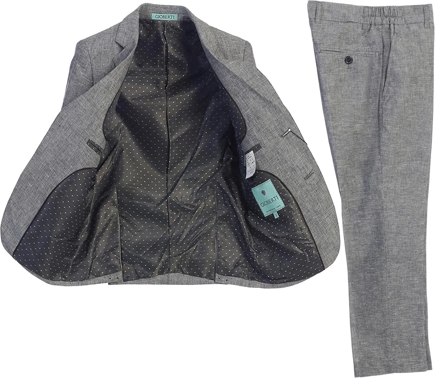 Gioberti Kids and Boys Linen Suit Set Jacket and Dress Pants