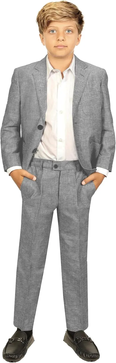 Gioberti Kids and Boys Linen Suit Set Jacket and Dress Pants